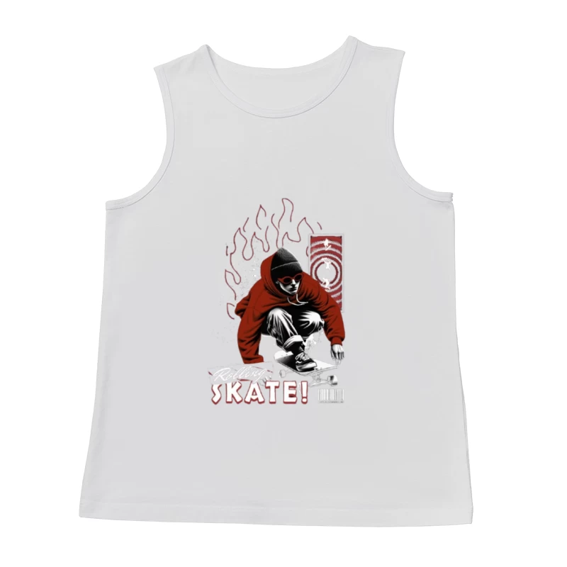 Urban Skateboarder in Red Hoodie - Street Art Style Male Tank Top