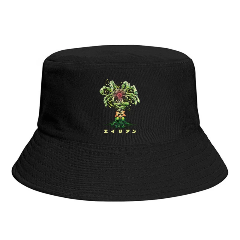 Alien Creature Illustration Bucket Hat