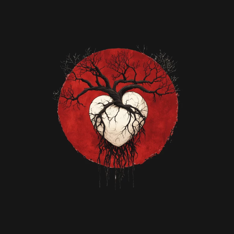 Dark Tree Heart against Blood Moon Female Long Sleeve T-Shirt