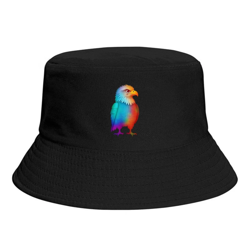 Rainbow-Colored Eagle Fantasy Digital Illustration Bucket Hat