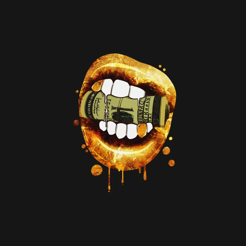 Goldene Lippen greifen nach Geld