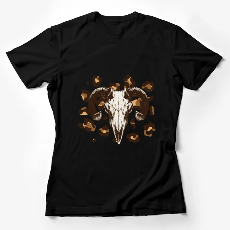 Widder-Schädel-Illustration mit Camouflage-Hintergrund Damen T-Shirt