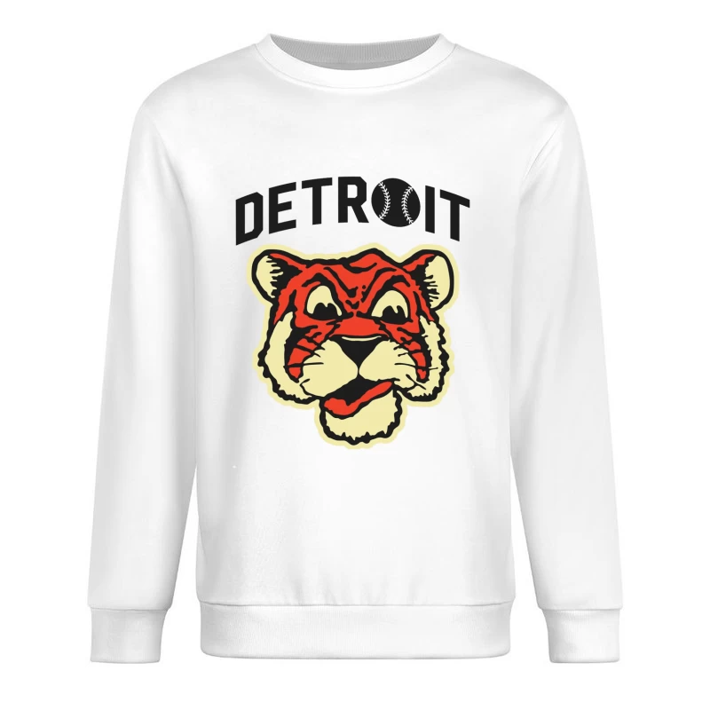 Vintage Detroit Tigers Baseball Team Logo Design Male Pullover Sweatshirt