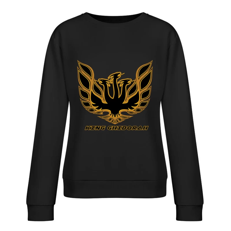 Black and Gold Phoenix King Ghidorah Emblem Logo Female Pullover Sweatshirt