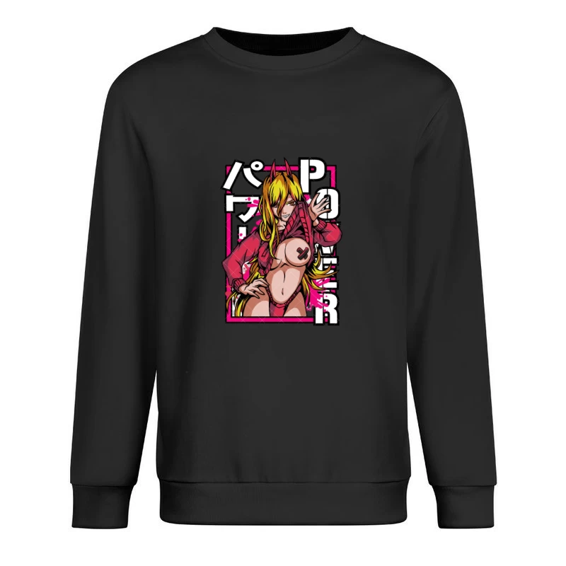 Anime Charakter in Rot mit Hörnern Herren Pullover Sweatshirt