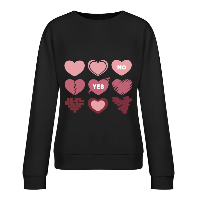 Verschiedene Herzsymbole Damen Pullover Sweatshirt