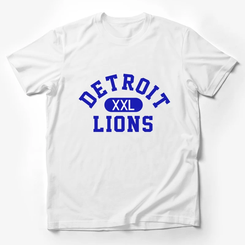 Detroit Lions XXL Sports Team Logo in Blue Typography Male T-Shirt