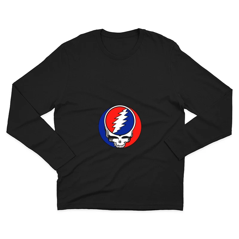 Grateful Dead Classic Skull and Lightning Bolt Logo Design Male Long Sleeve T-Shirt