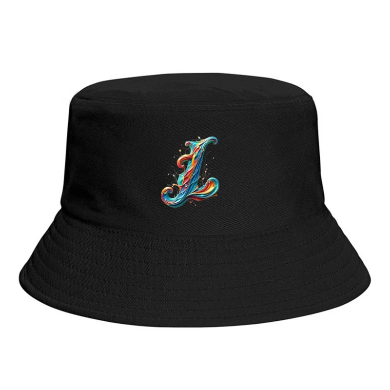 Ornate Quilling Typography: Colorful Letter L Design Bucket Hat