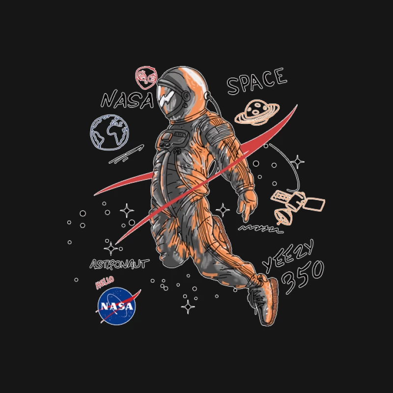 Astronaut mit Yeezy und NASA-Thema im Weltraum Herren T-Shirt