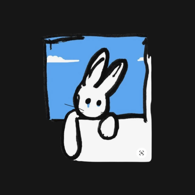 Niedlicher Kaninchen-Illustration im Fenster Herren Langarm T-Shirt