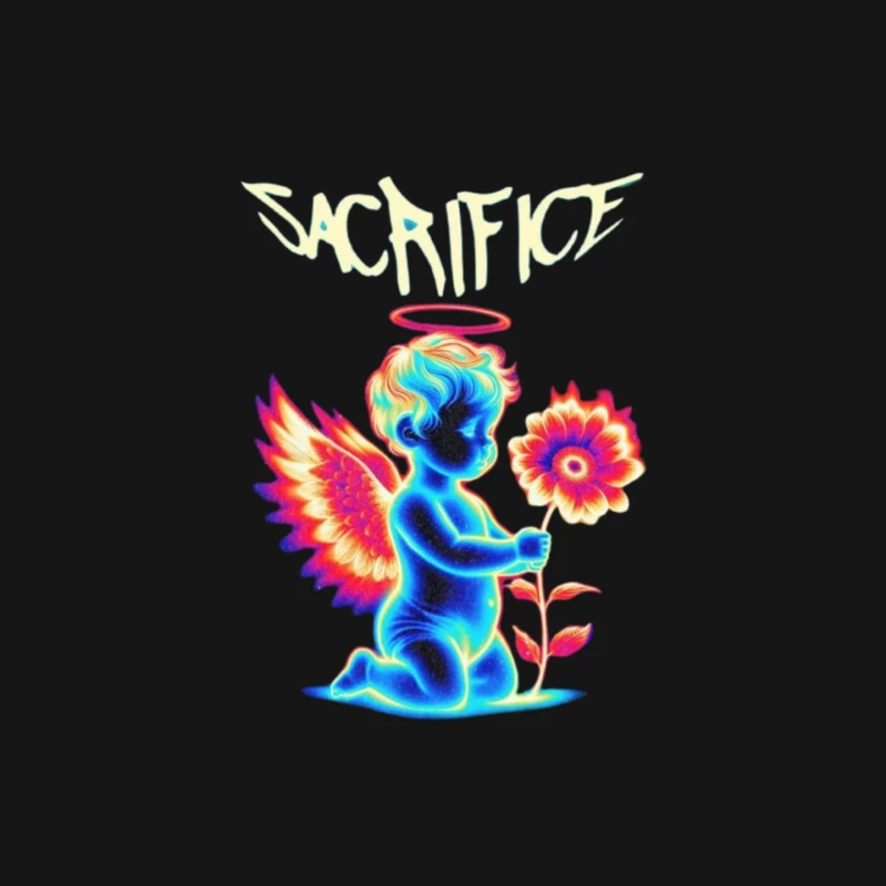 Neon Angel with Rainbow Wings - Sacrifice Art Mouse Pad