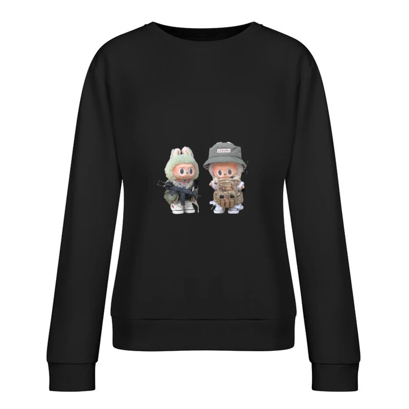 Niedliche Figuren in militärischer Verkleidung Damen Pullover Sweatshirt