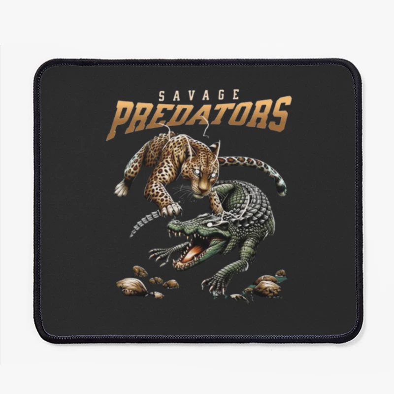 Savage Predators: Jaguar vs Crocodile Battle Art Mouse Pad