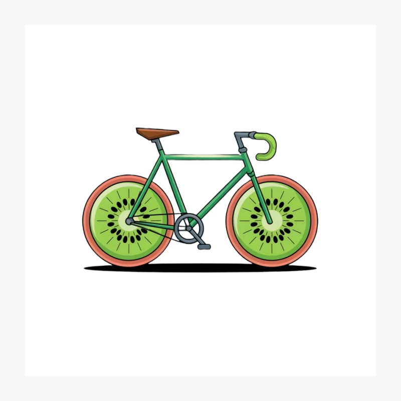 Creative Kiwi Bicycle Illustration Pin