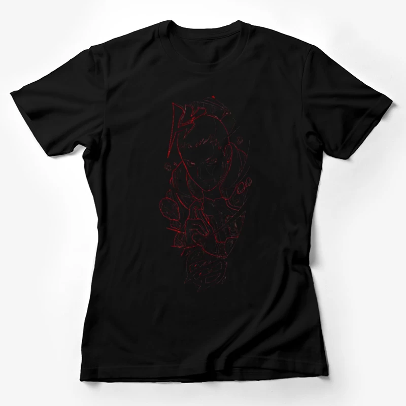 Mystische Zeichnung mit dunklen Linien Damen T-Shirt
