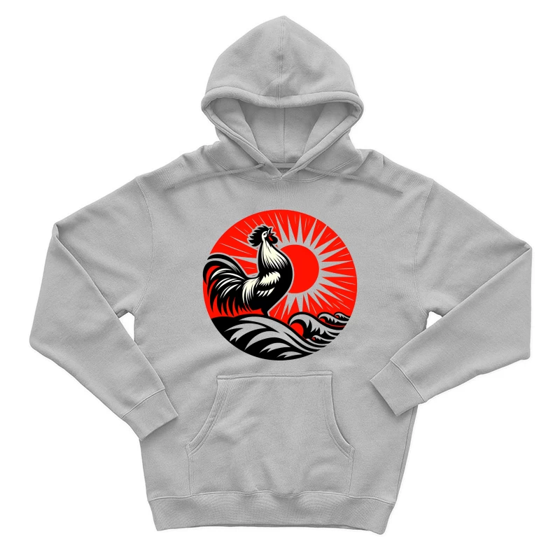 Rooster in Sunrise Male Pullover Hoodie