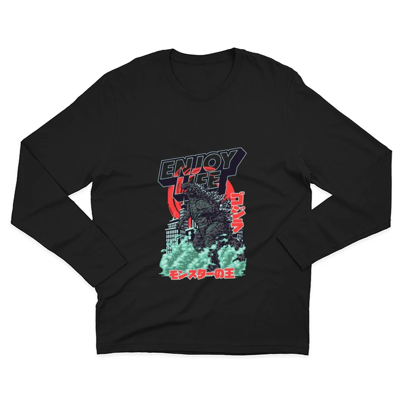 Godzilla Enjoy Life Graphic Male Long Sleeve T-Shirt