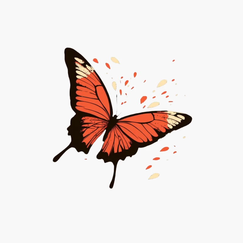 Artistic Orange Butterfly Illustration Cotton Tote Bag