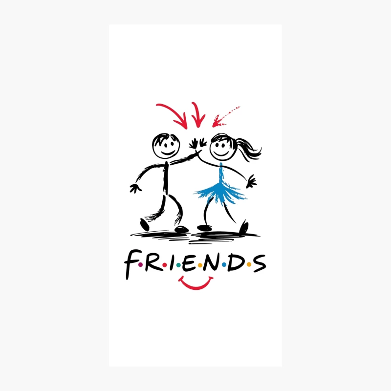 Cartoon Stick Figures Depicting Friends TV Show Logo iPhone Case