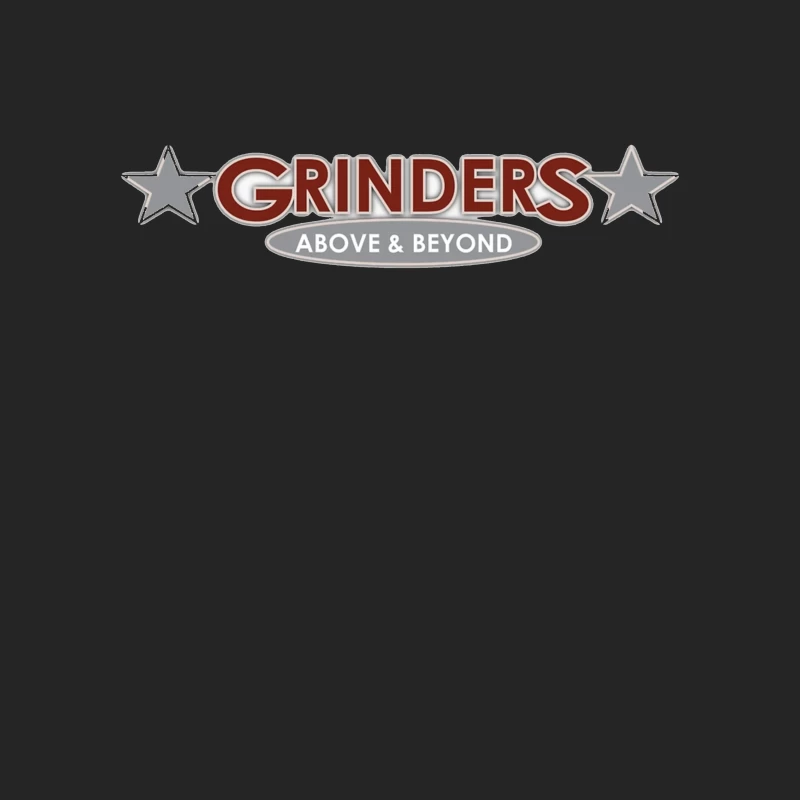 Grinders Restaurant Logo with Metallic Stars and Red Text Male Pullover Sweatshirt