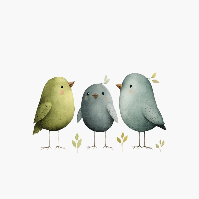 Cute Watercolor Birds: A Pastel Spring Illustration Cotton Tote Bag