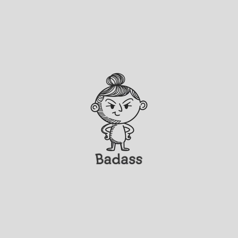 Cute Badass Cartoon: Angry Attitude in Black and White Baseball Cap
