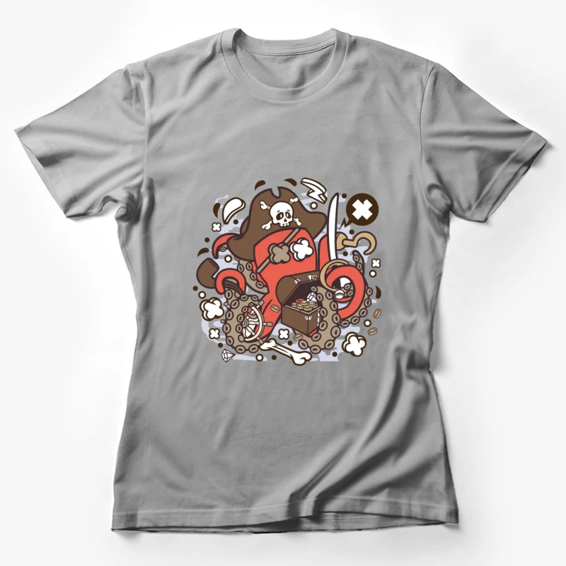 Poulpe Pirate avec Trésor et Épée Femme T-Shirt