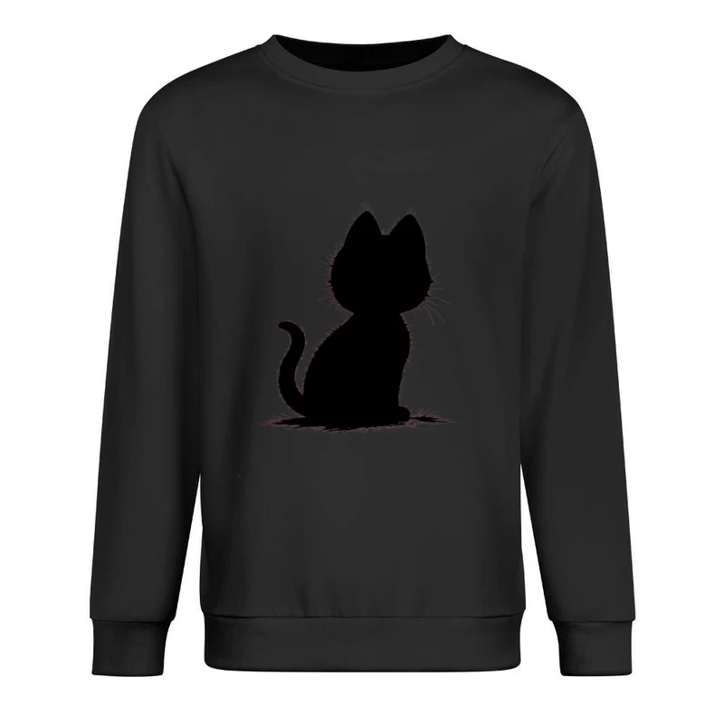 Elegant Black Cat Silhouette Male Pullover Sweatshirt