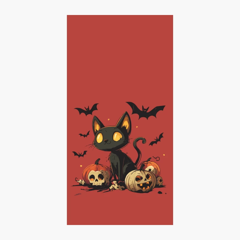 Cute Halloween Scene with Black Cat and Spooky Pumpkins iPhone Case