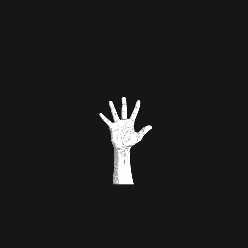 Artistic Monochrome Sketch of an Open Hand Desk Mat