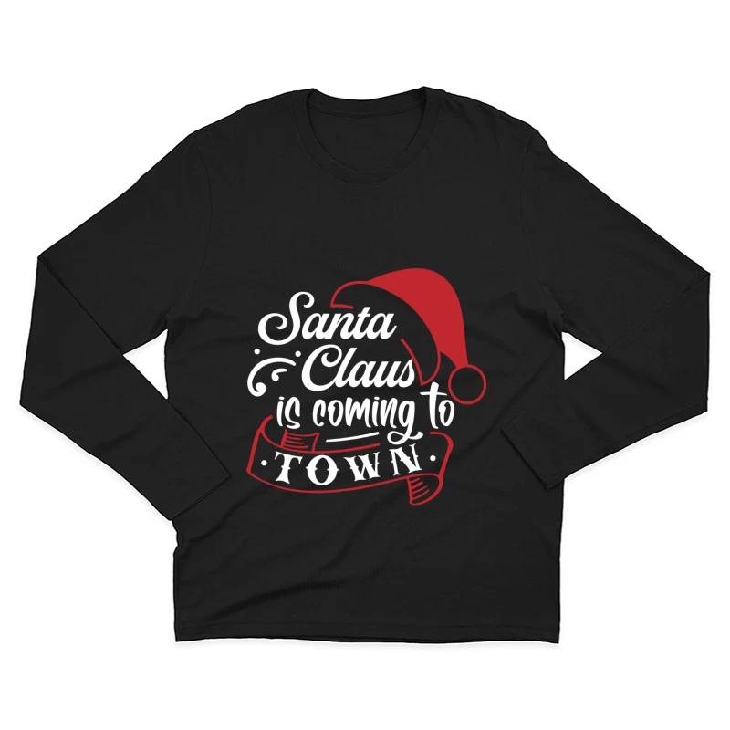 Santa Claus avec Chapeau Rouge Homme Manches Longues T-Shirt