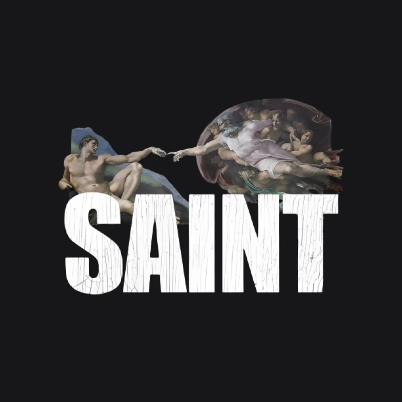La Création d'Adam avec texte SAINT Femme Sweat à capuche
