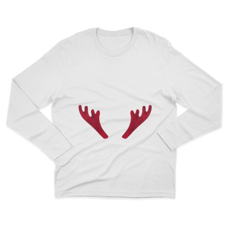 Cornes de Renne en Feutre Rouge Homme Manches Longues T-Shirt