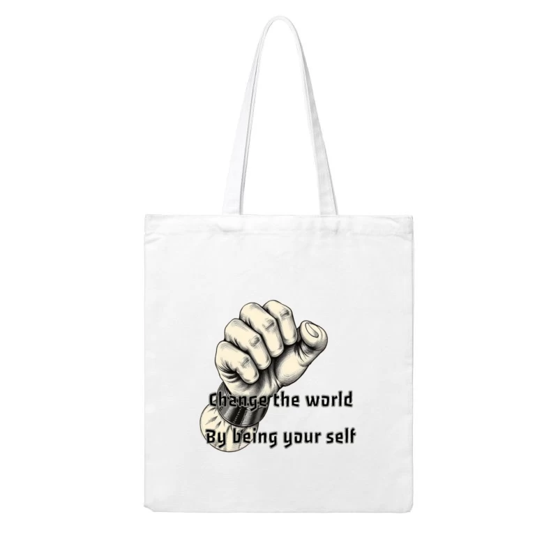 Empowering Motivational Art: Raised Fist with Self-Expression Message Cotton Tote Bag