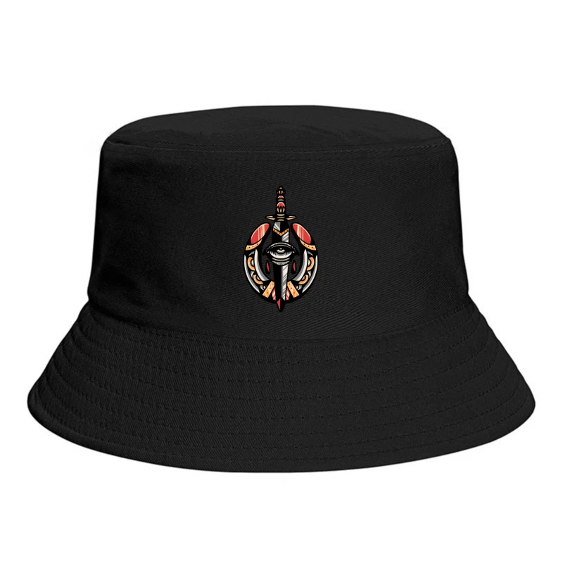 Fantasy Shield with Sword and Eye Emblem Bucket Hat