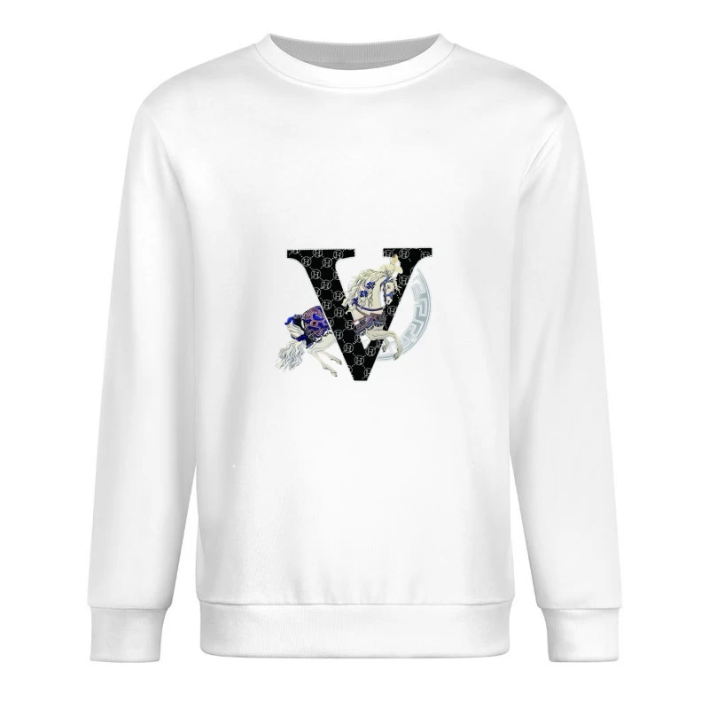 Pferdymotiv auf stilisiertem Buchstaben Herren Pullover Sweatshirt