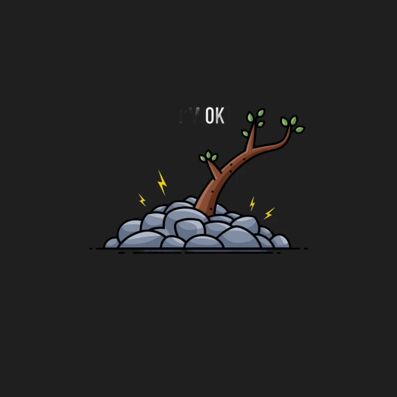 Minimalist Illustration of Tree Growing Through Rocky Ground with Lightning Male Tank Top