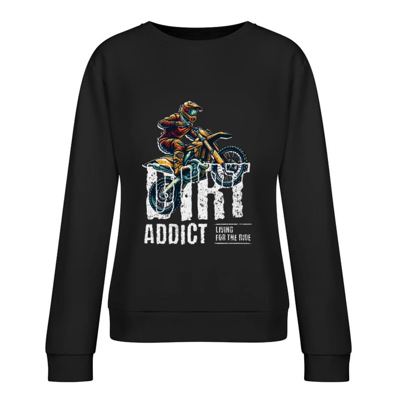 Dynamic Motocross Rider Illustration in Action Female Pullover Sweatshirt