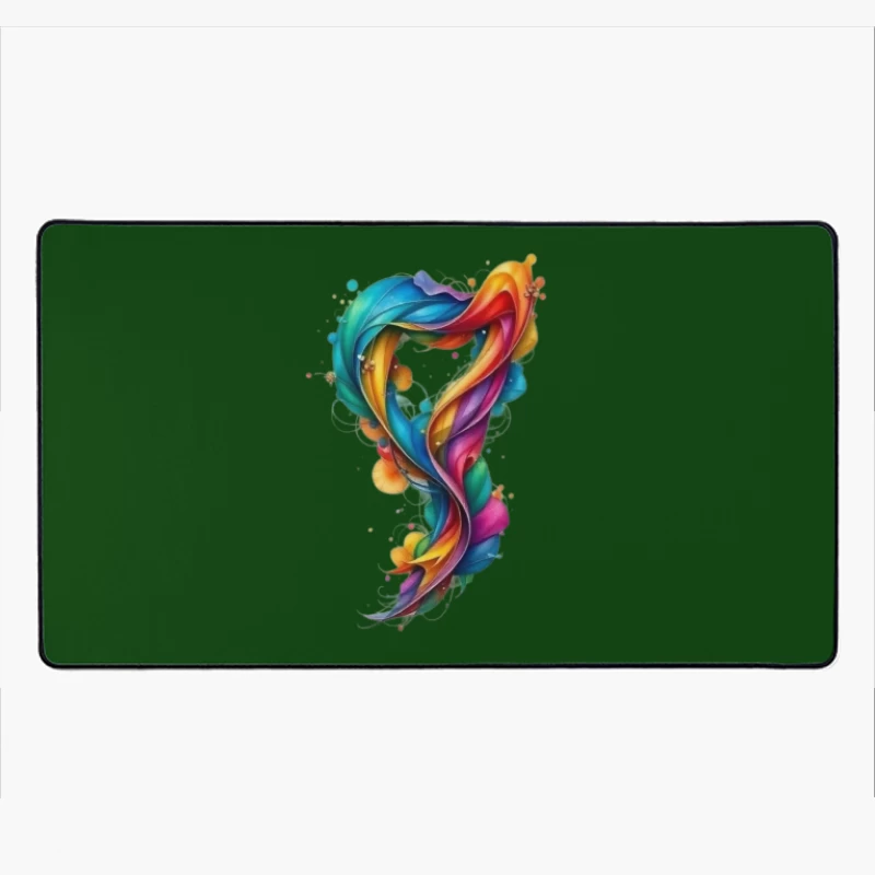 Vibrant Rainbow Swirl Abstract Digital Art Desk Mat