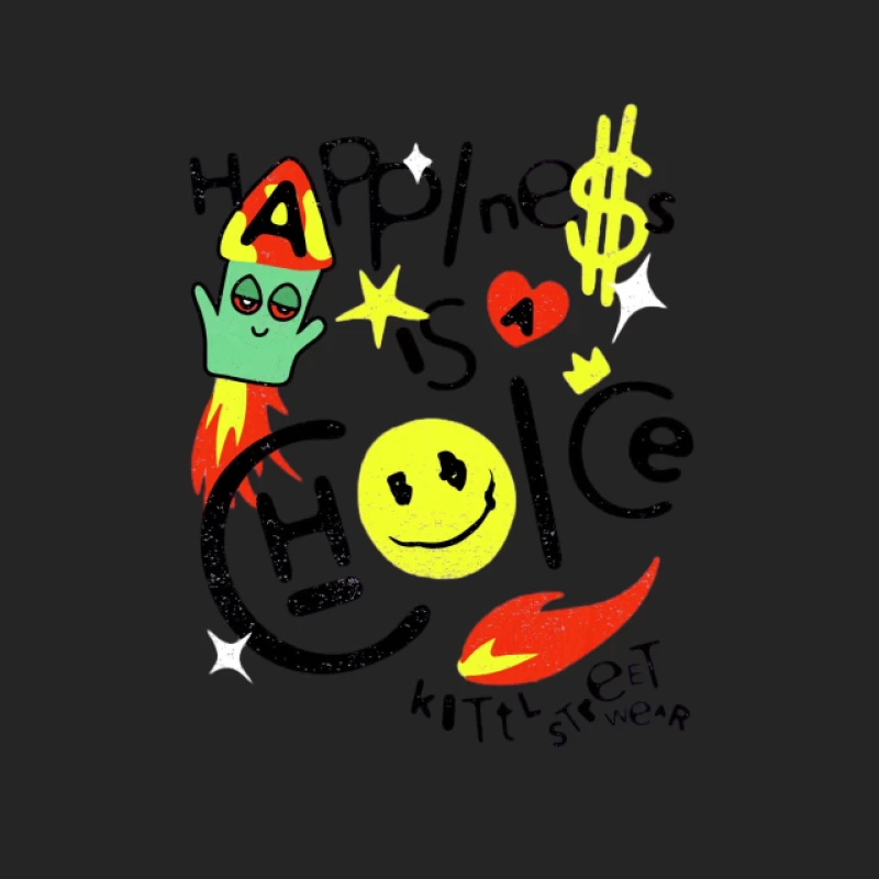 Art Abstrait avec Smiley et Fusée Femme Sweat-shirt à enfiler