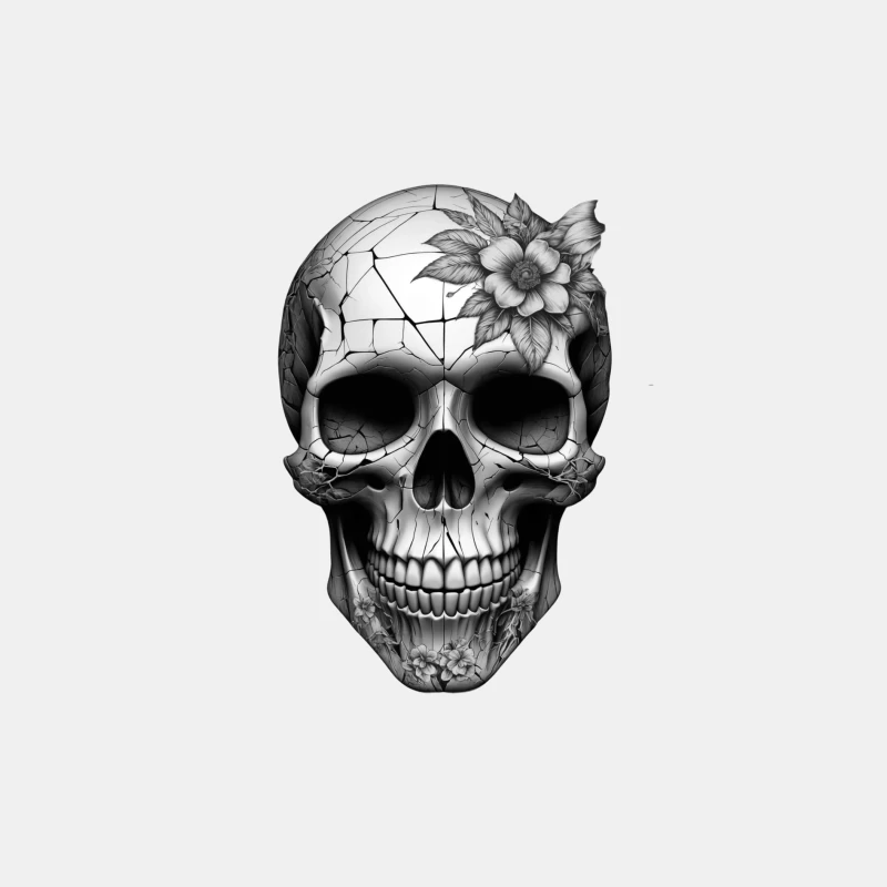 Intricate Floral Skull Design Male Tank Top