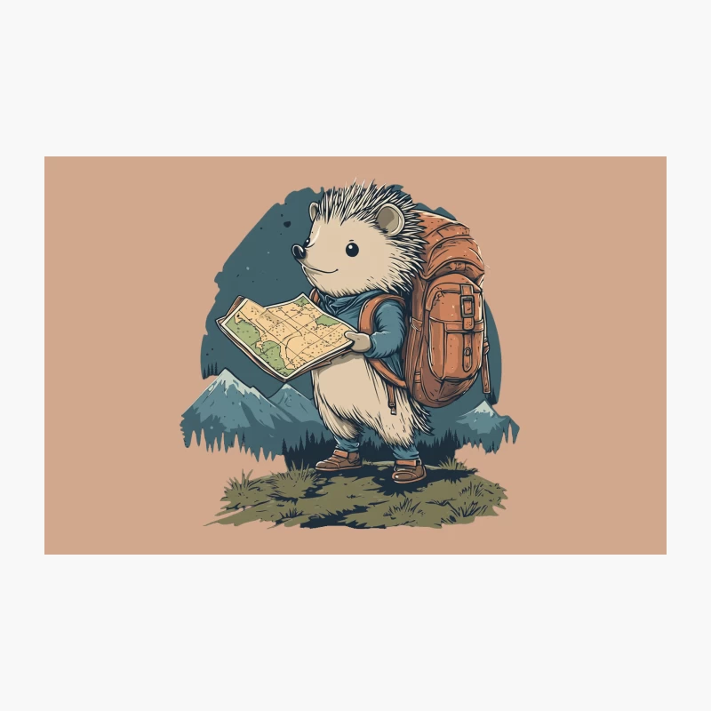Adventurous Hedgehog Backpacker Exploring Mountains Travel Mug