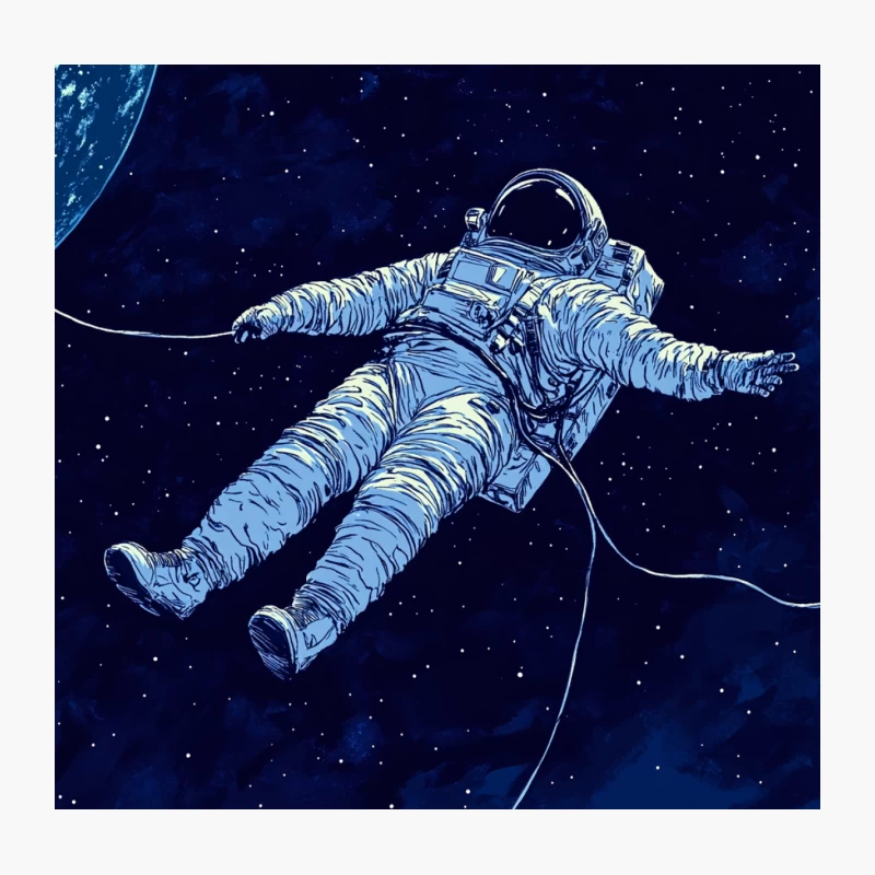 Astronaut Floating in Cosmic Expanse Throw Pillow
