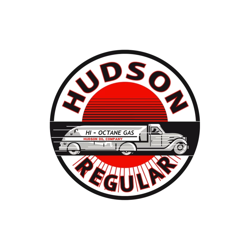 Vintage Hudson Regular Gas Station Logo with Art Deco Fuel Truck Design Mouse Pad