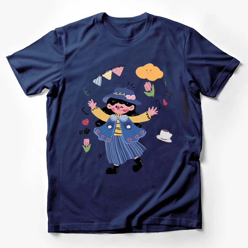 Fröhliches Mädchen im Garten Herren T-Shirt