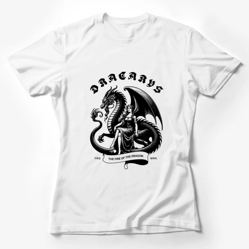 Dragon avec Guerrière - Illustration Mystique Femme T-Shirt