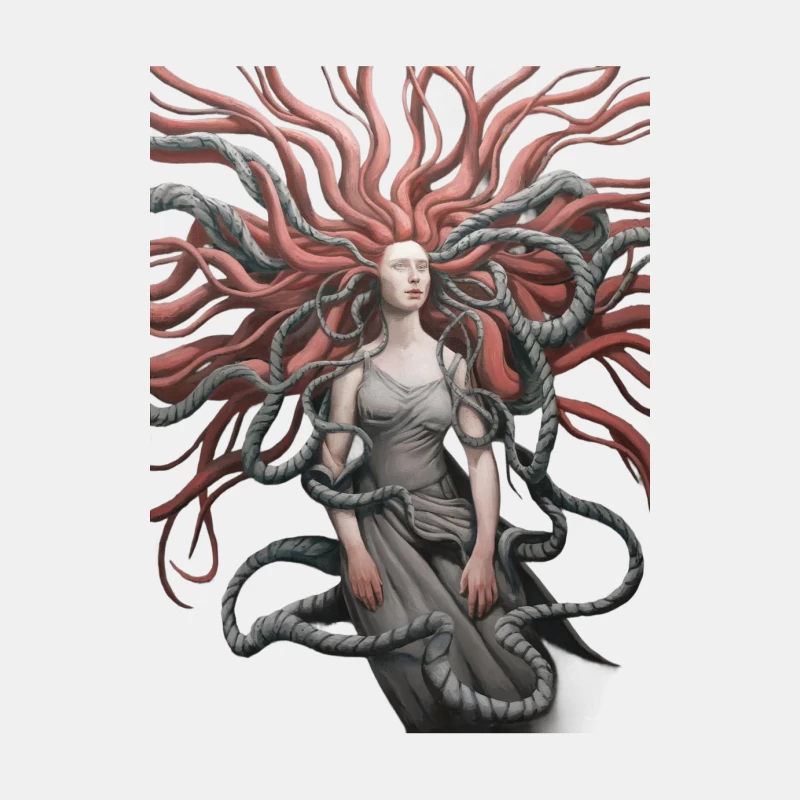Surreal Medusa: A Fantasy Illustration of Mythological Creature Male Tank Top