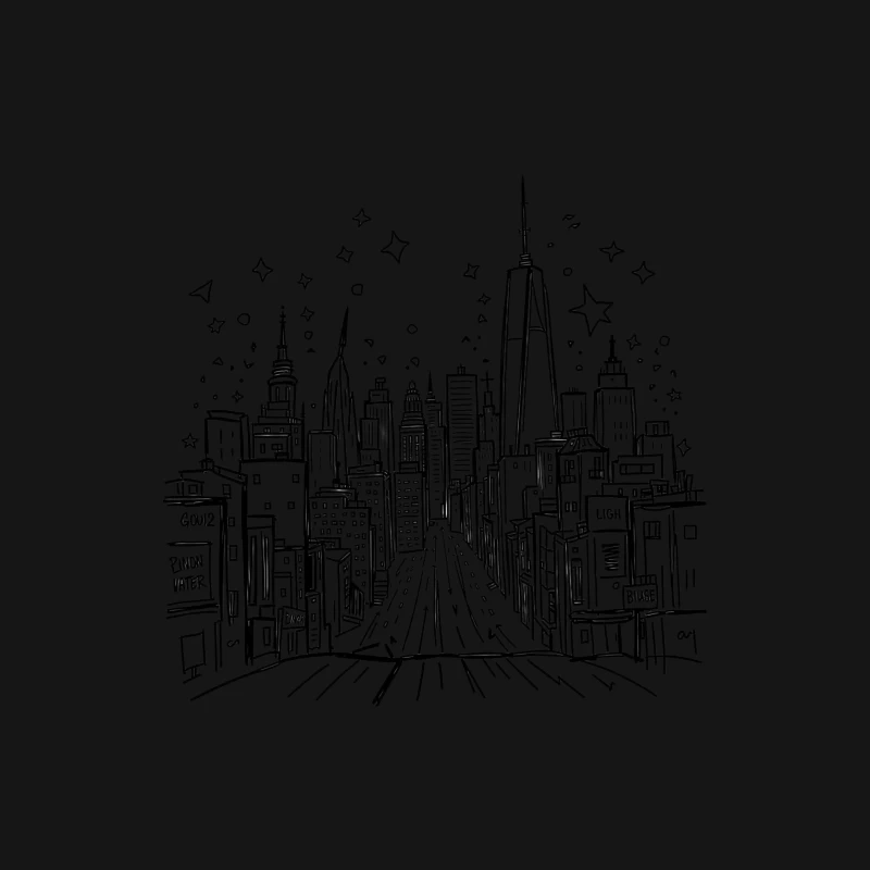 Urban Night Skyline Illustration Female Long Sleeve T-Shirt