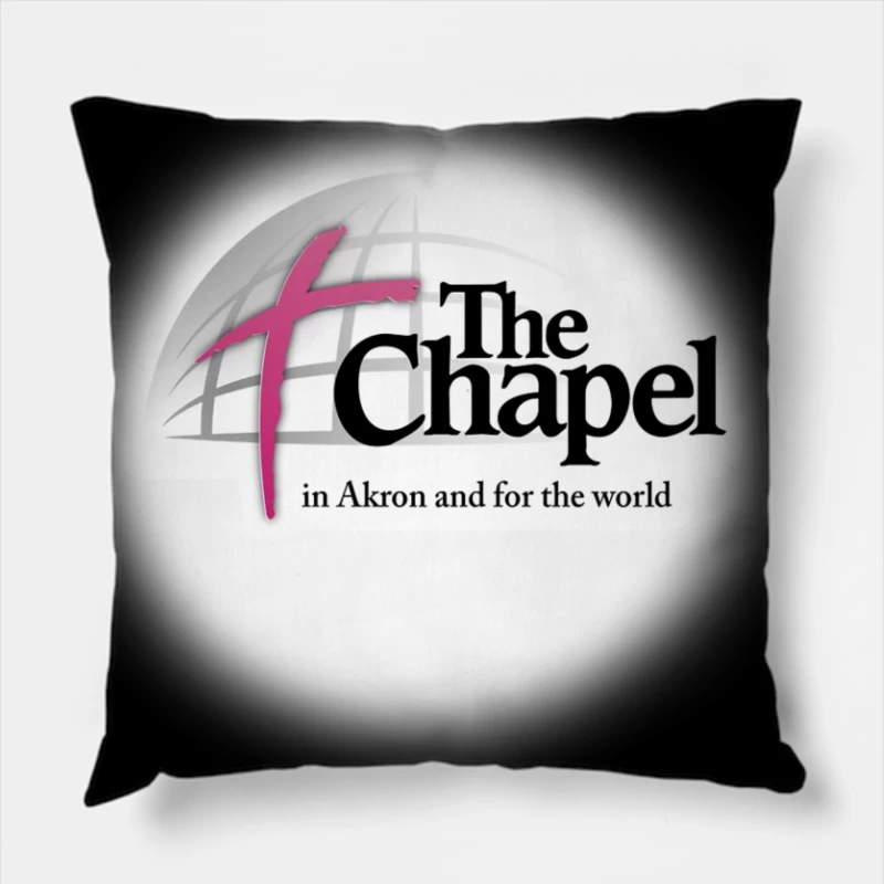 The Chapel Church Logo with Pink Cross - Akron Religious Organization Throw Pillow